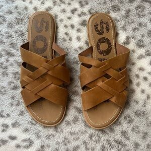 Sorel WOMEN’S ELLA woven SLIDE Camel Brown size 8.5
